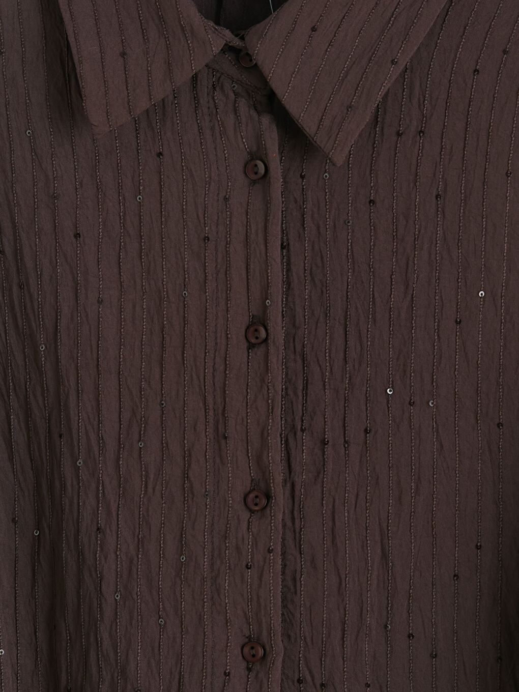 Kahverengi Dokulu Pul Detaylı Kadın Gömlek Tunik-2