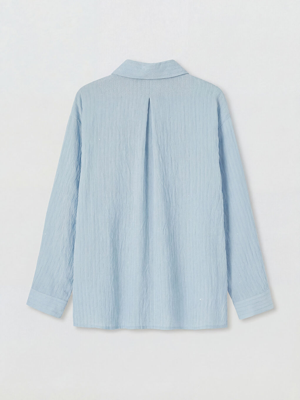 Mavi Dokulu Pul Detaylı Kadın Gömlek Tunik-5