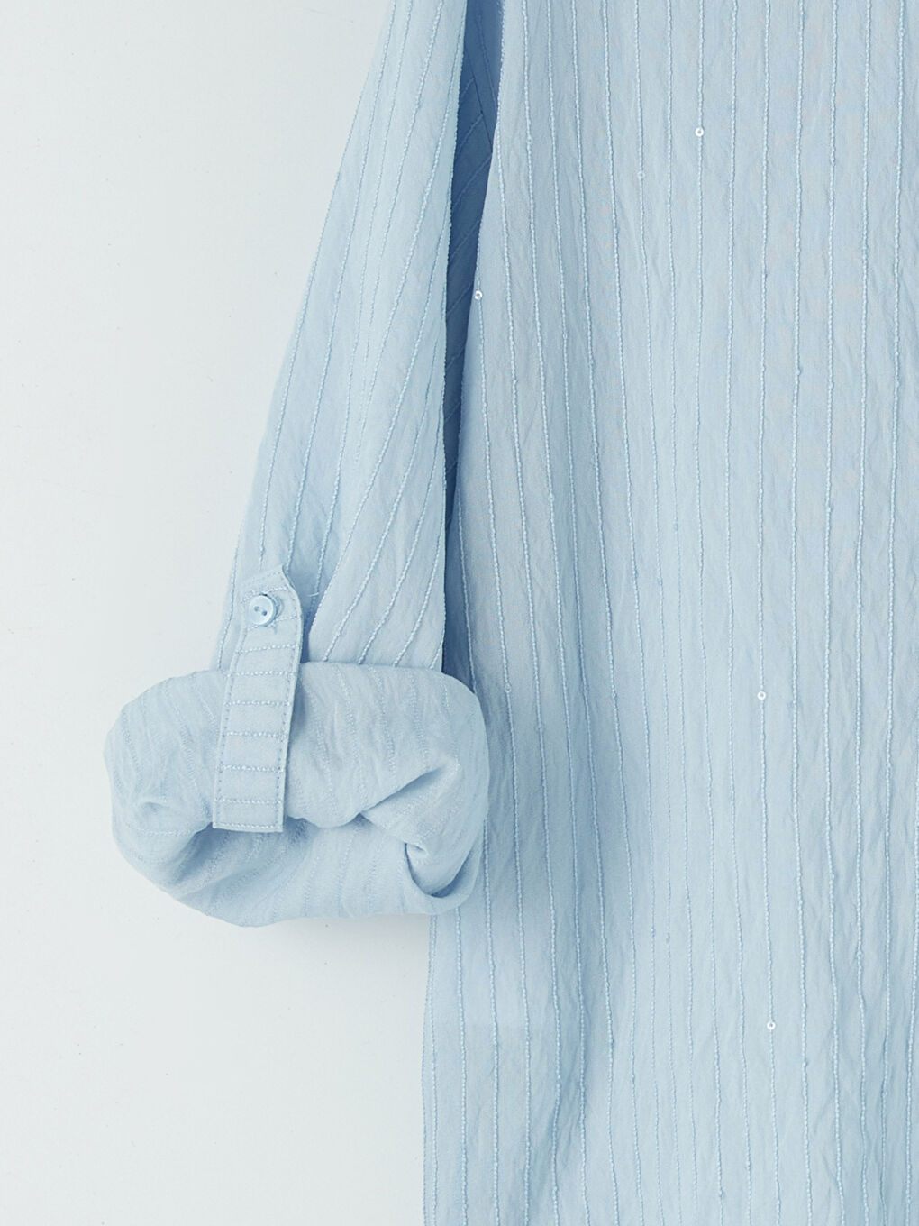 Mavi Dokulu Pul Detaylı Kadın Gömlek Tunik-7