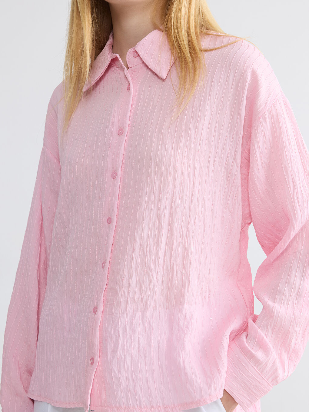Women's Shirt Tunic with Textured Sequin Detail-2