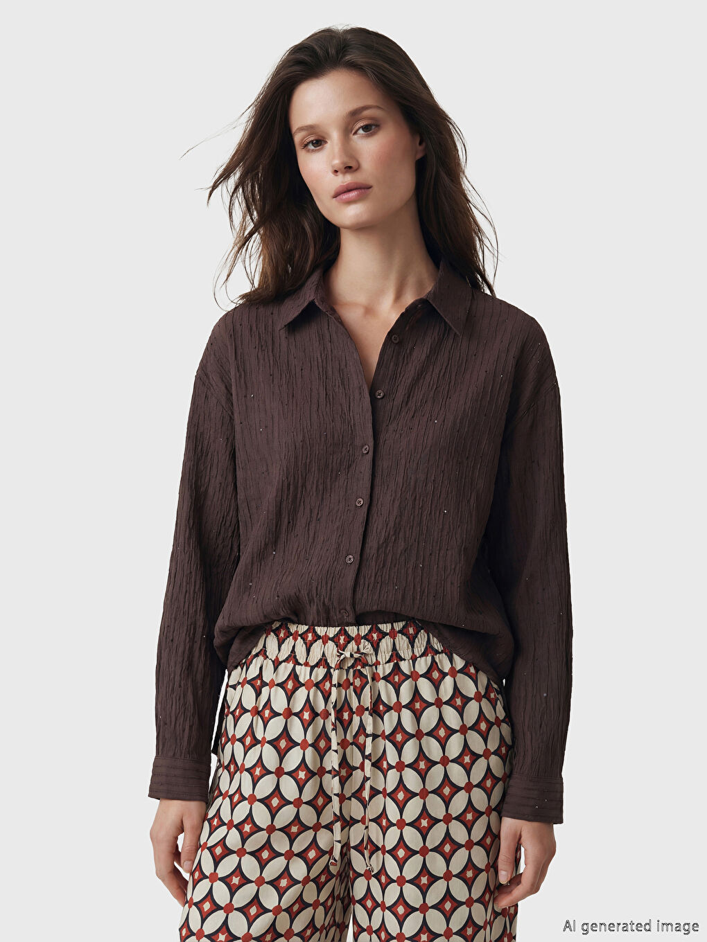 Women's Shirt Tunic with Textured Sequin Detail