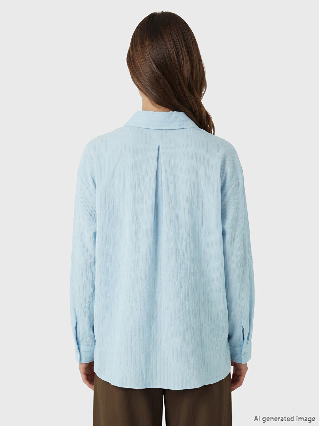 Mavi Dokulu Pul Detaylı Kadın Gömlek Tunik-3