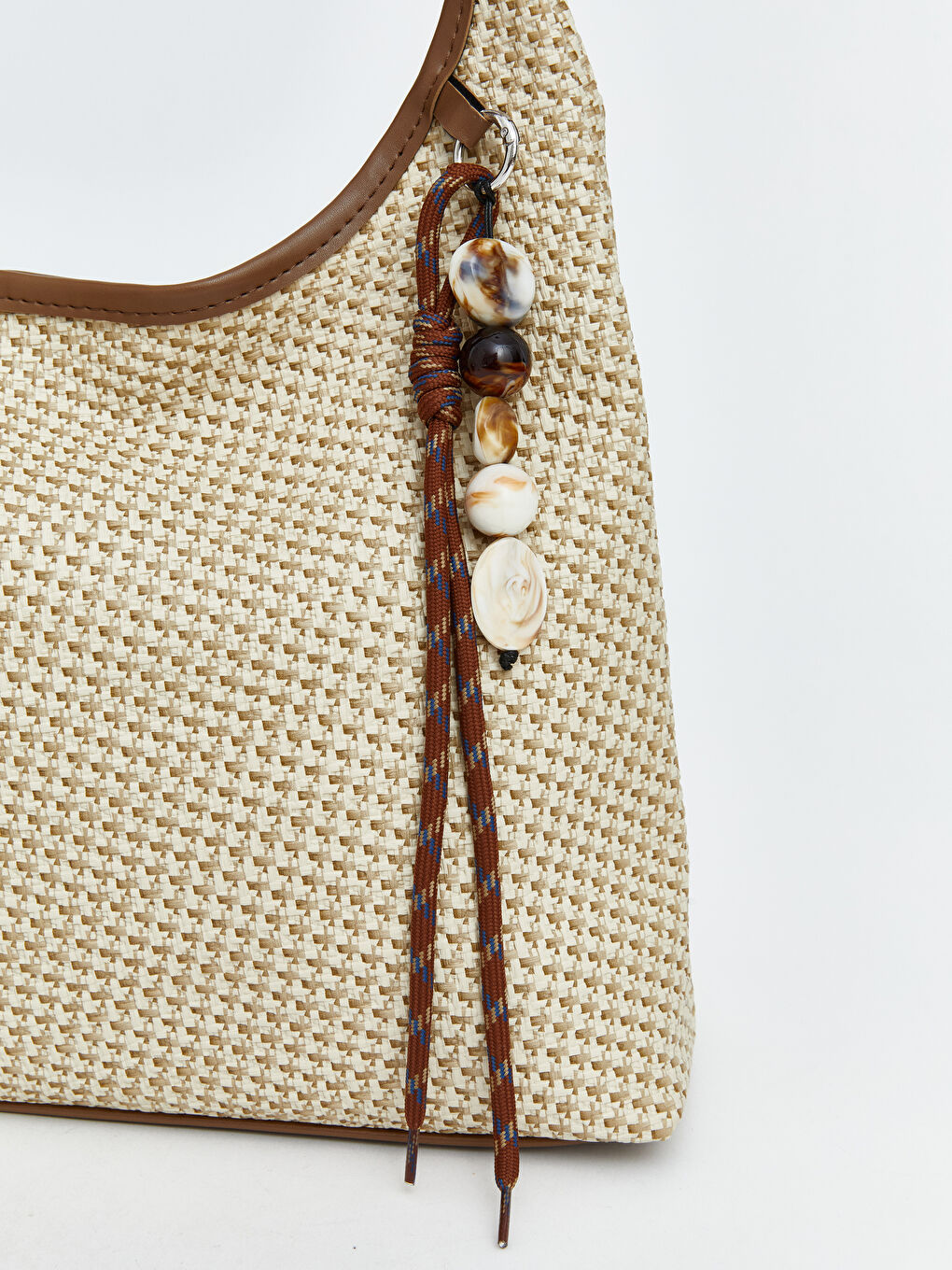 Bej Hasır Görünümlü Kadın Omuz Çantası-2