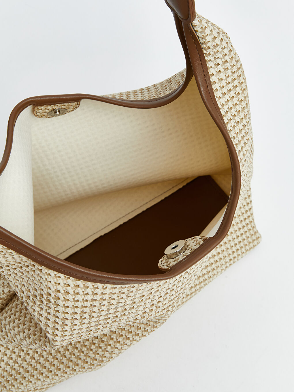 Bej Hasır Görünümlü Kadın Omuz Çantası-4