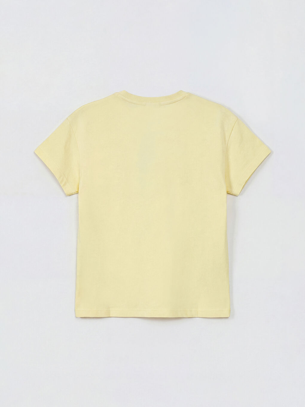 Sarı Bisiklet Yaka Nakışlı Kız Çocuk Tişört-1