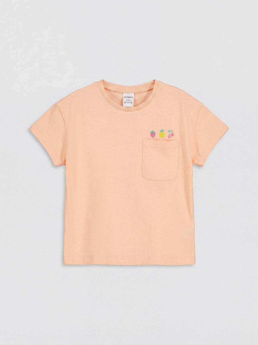 Mercan Bisiklet Yaka Nakışlı Kız Çocuk Tişört