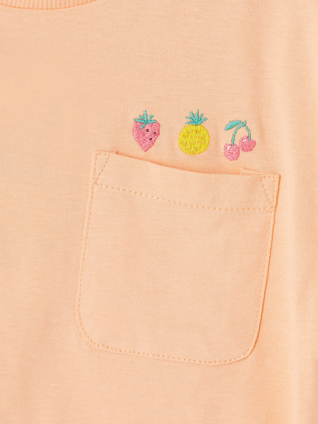 Mercan Bisiklet Yaka Nakışlı Kız Çocuk Tişört-2