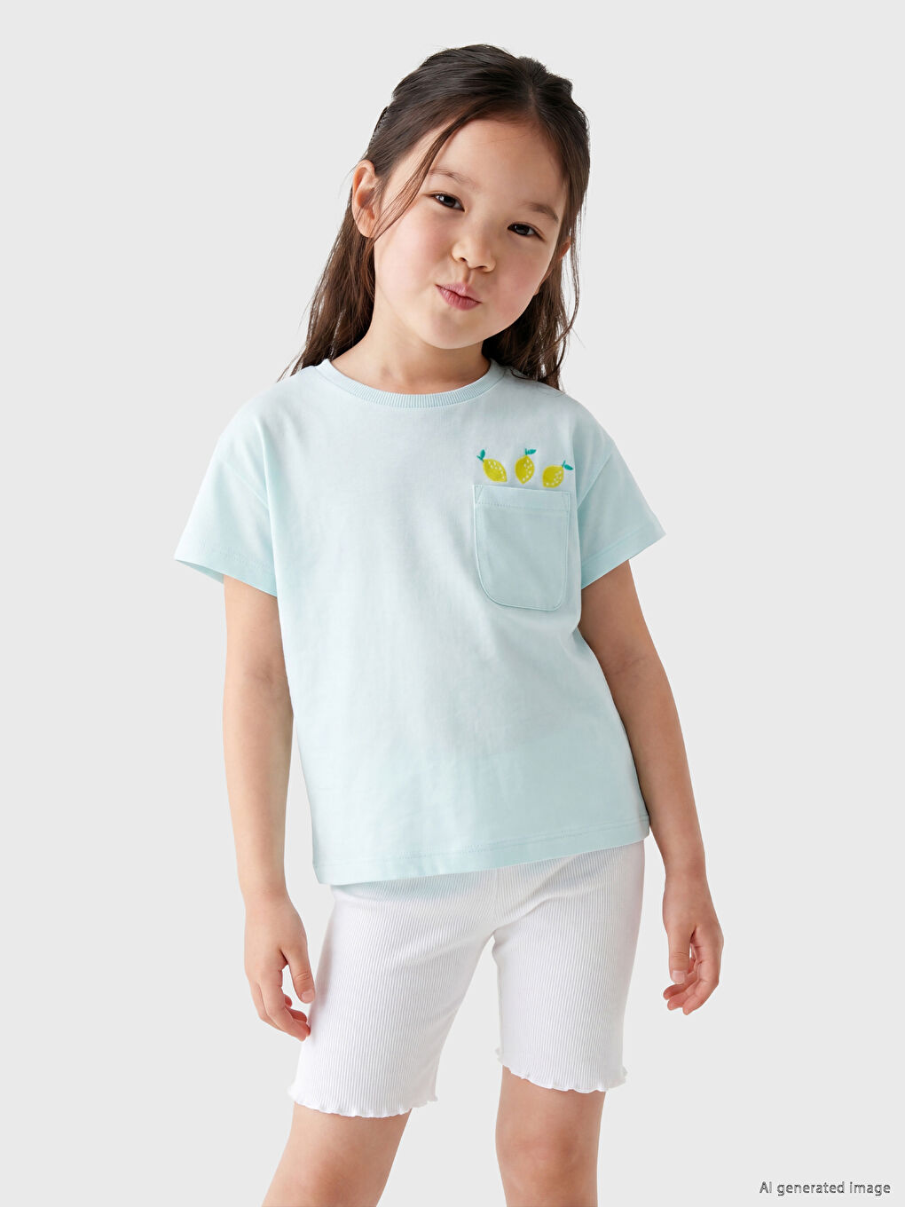 Crew Neck Embroidered Girls' T-Shirt-1