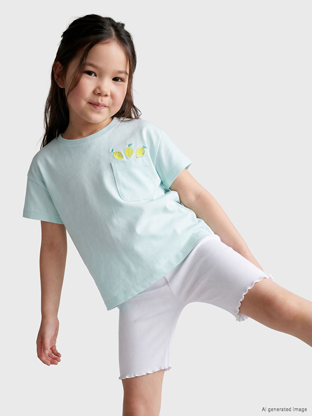 Crew Neck Embroidered Girls' T-Shirt-2
