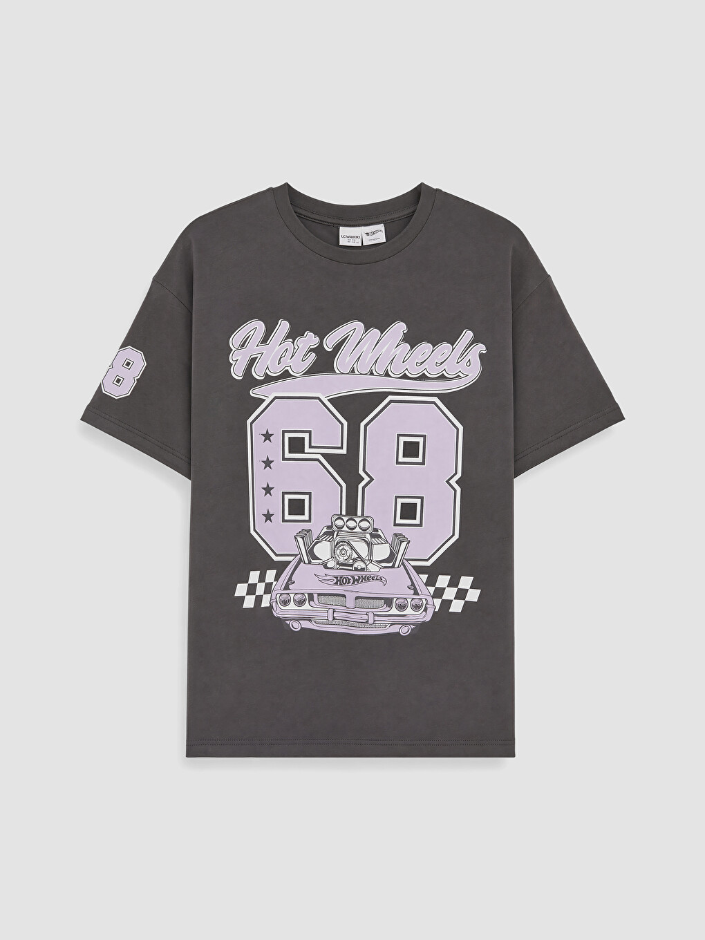 Gri Hot Wheels Baskılı Kız Çocuk Tişört
