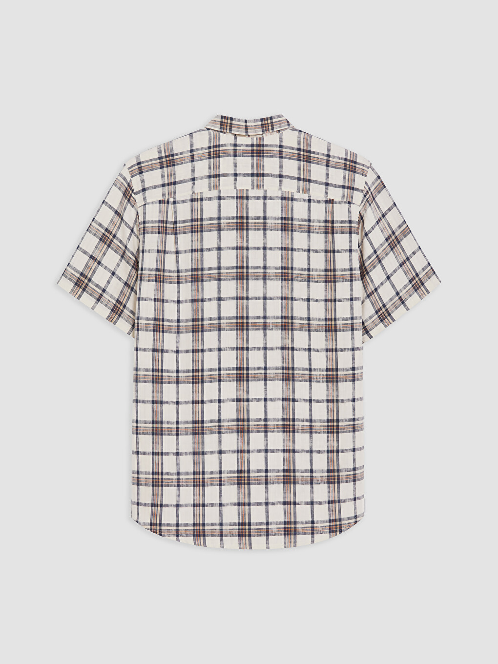 Lacivert Regular Fit Ekose Armürlü Erkek Gömlek-1