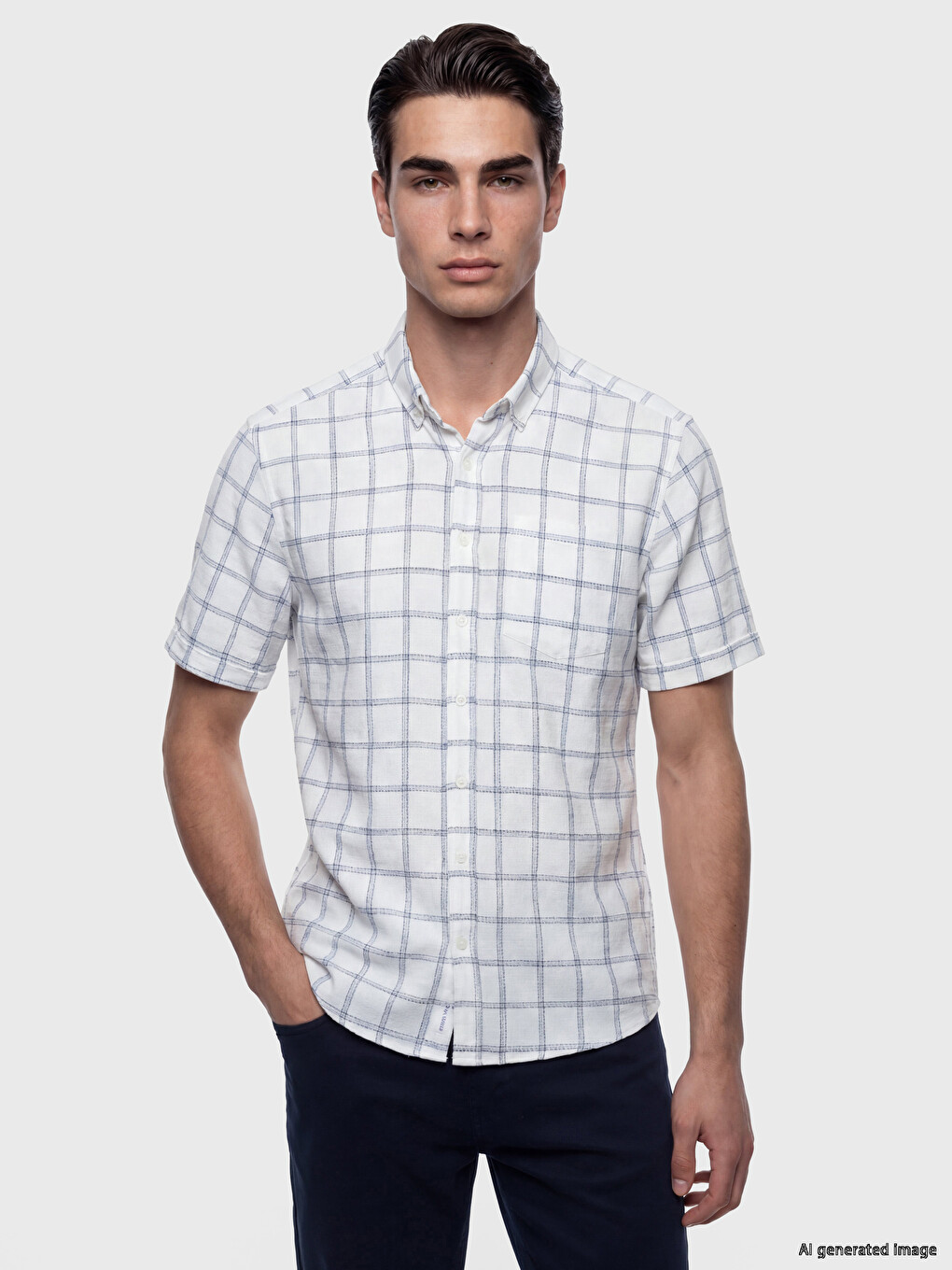 İndigo Regular Fit Armürlü Erkek Gömlek