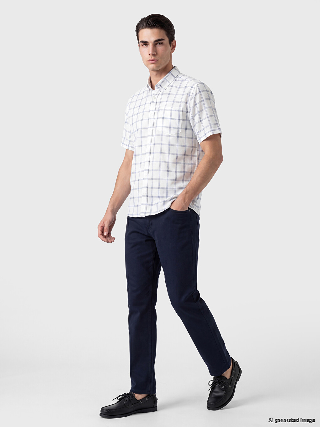 İndigo Regular Fit Armürlü Erkek Gömlek-1