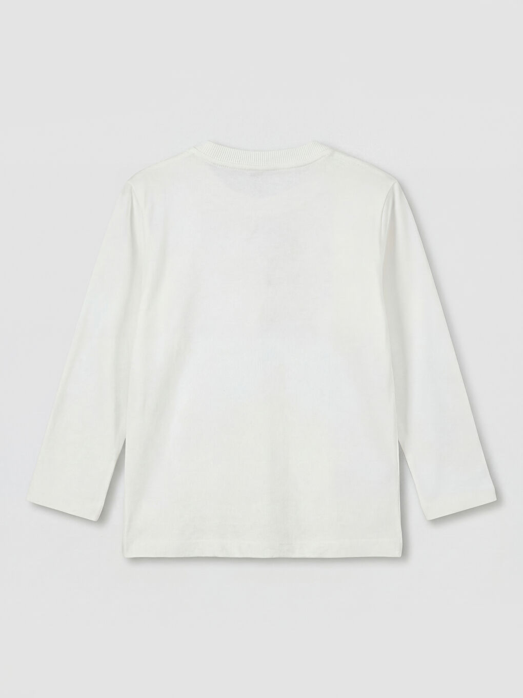 Beyaz Bisiklet Yaka Uzun Kollu Erkek Çocuk Tişört-1