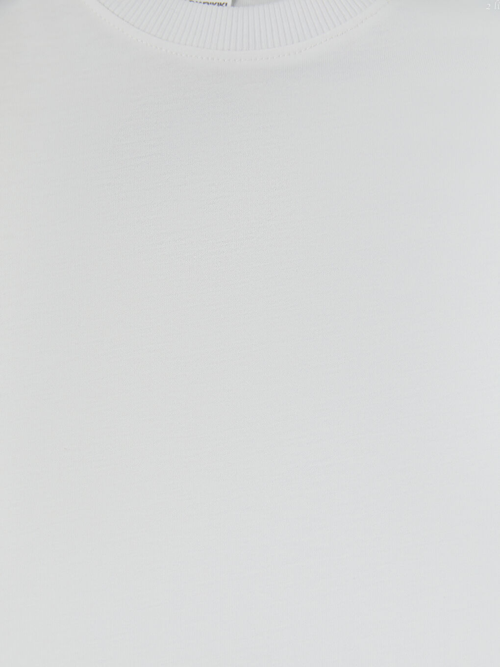 Beyaz Bisiklet Yaka Uzun Kollu Erkek Çocuk Tişört-2