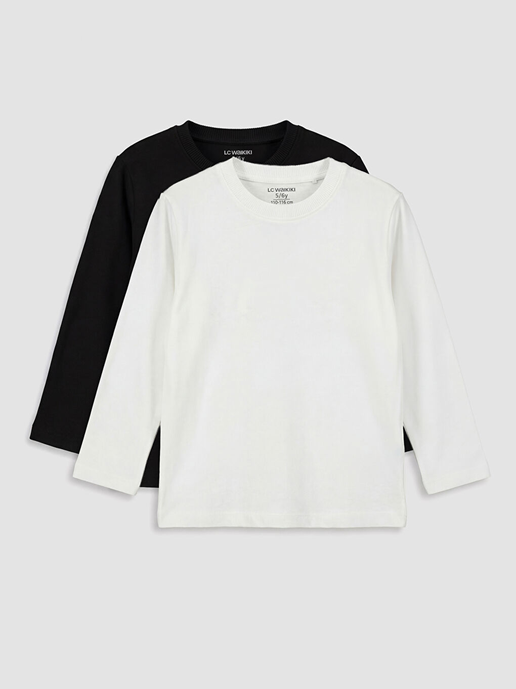 Beyaz Bisiklet Yaka Erkek Çocuk Tişört 2'li