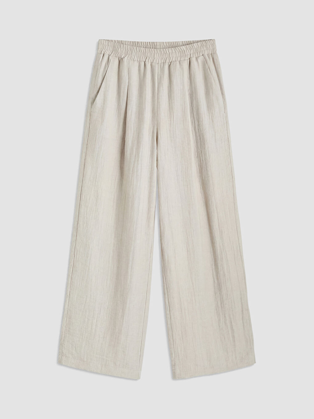 Elastic Waist Pleated Women's Fabric Trousers-1