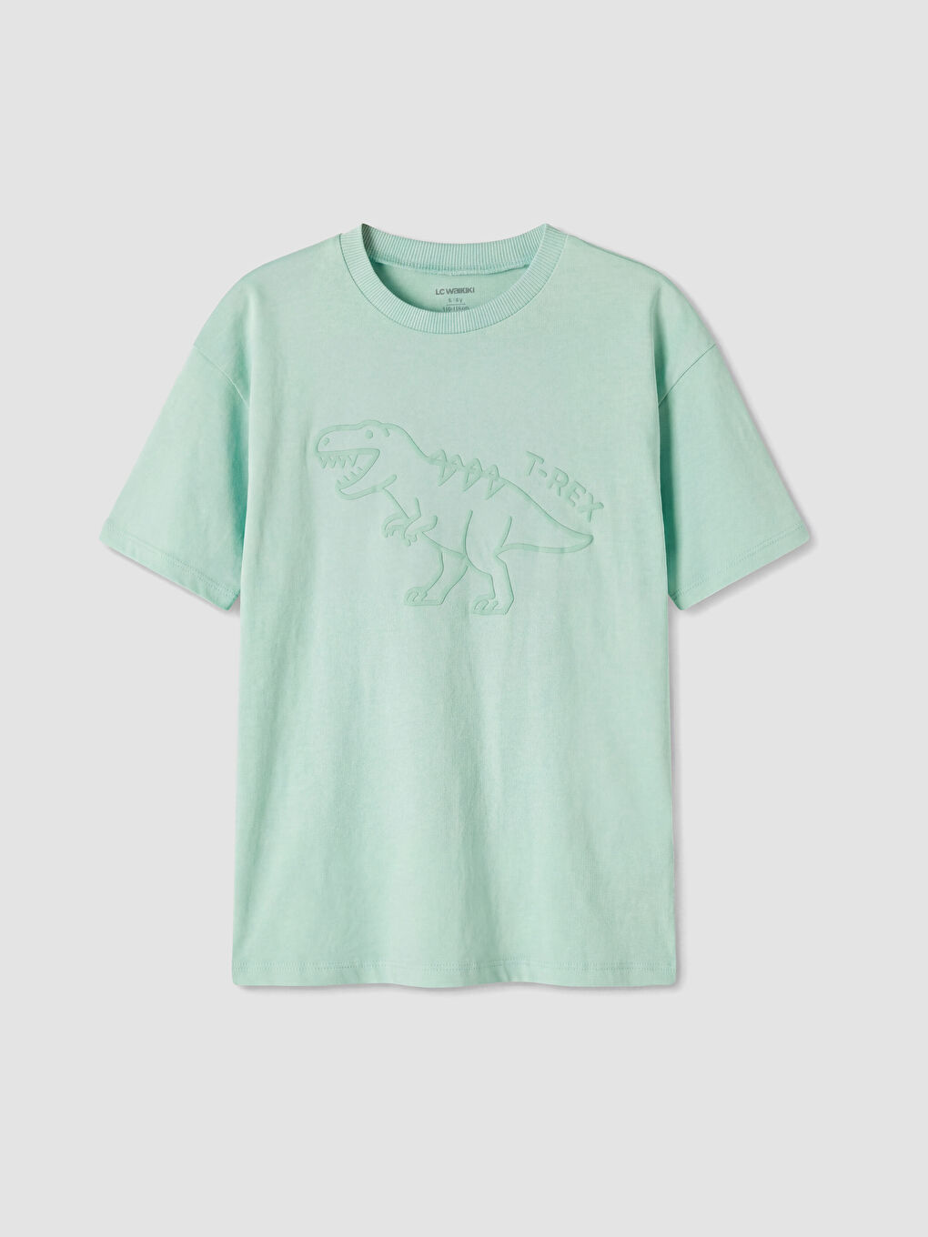 Yeşil Bisiklet Yaka Kabartma Baskılı Erkek Çocuk Tişört