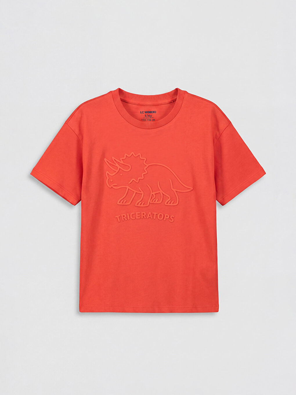 Kırmızı Bisiklet Yaka Baskılı Erkek Çocuk Tişört