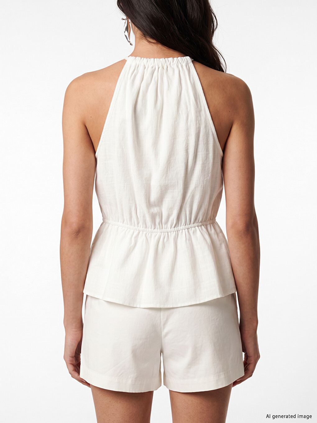 Halter Neck Ruched Tie Detailed Women's Blouse-3