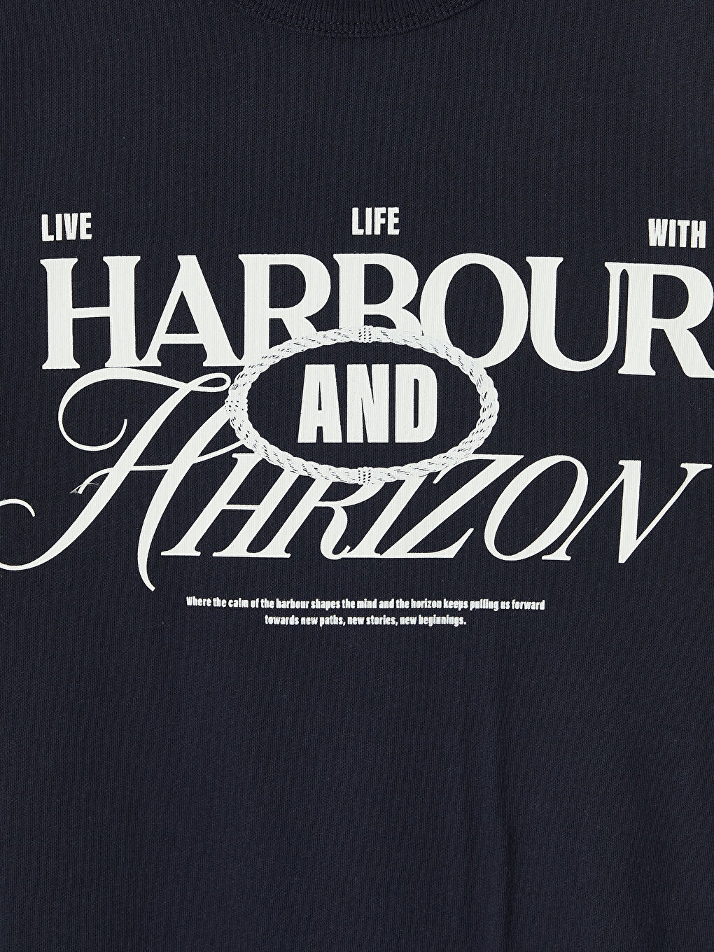 Lacivert Bisiklet Yaka Baskılı Erkek Çocuk Tişört-2