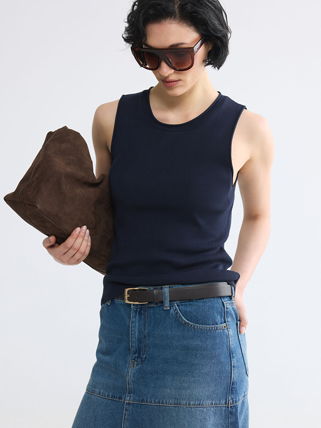 Crew Neck Women's Knitwear Tank Top