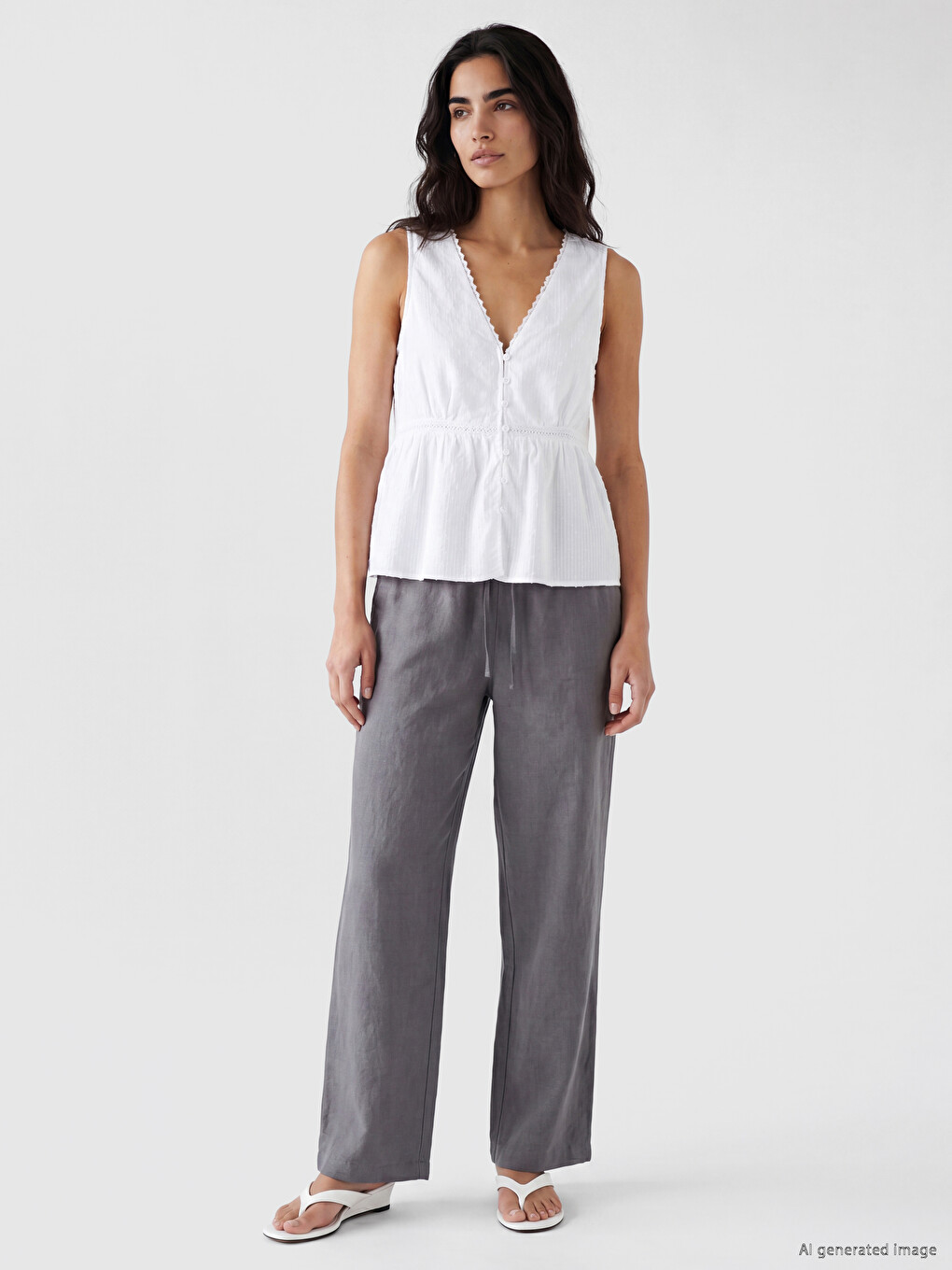 V Neck Lace Detailed Peplum Blouse-1