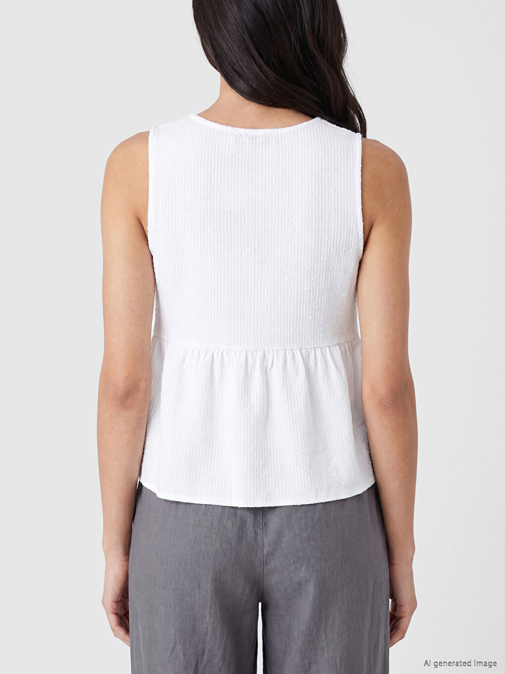 V Neck Lace Detailed Peplum Blouse-3