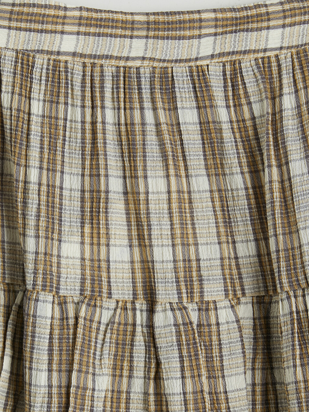 Elastic Waist Plaid Layered Mini Skirt-2