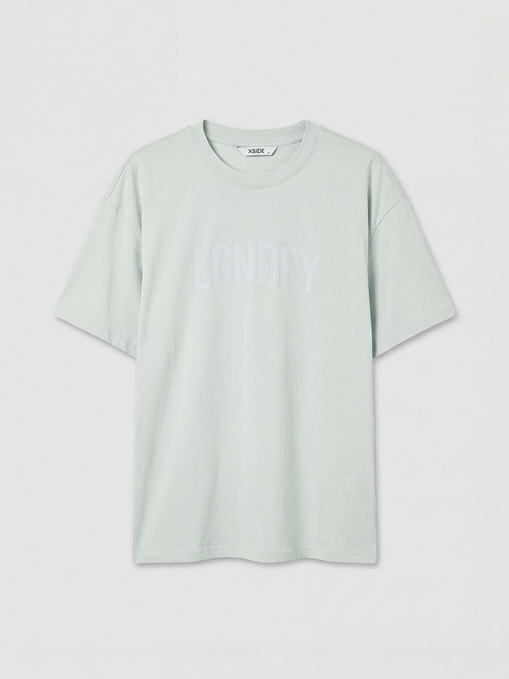 Gri Bisiklet Yaka Baskılı Erkek Tişört