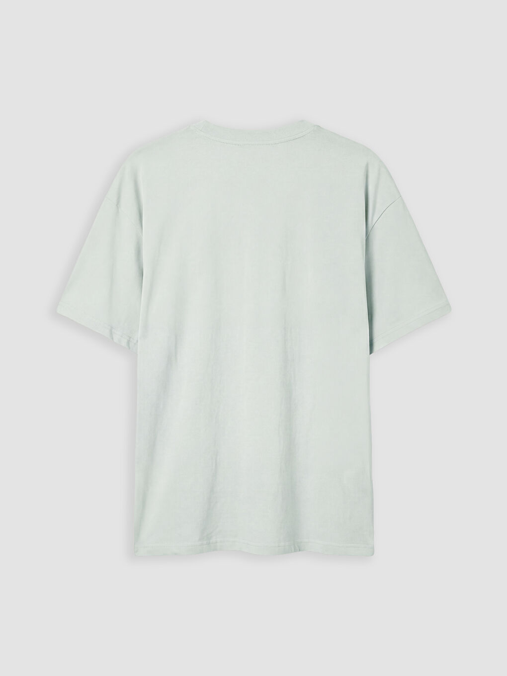 Gri Bisiklet Yaka Baskılı Erkek Tişört-1