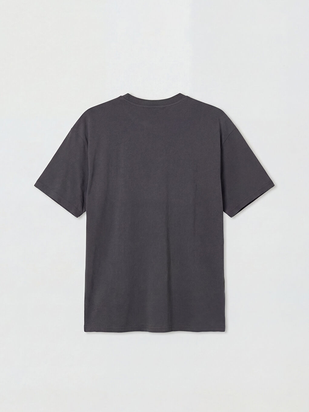 Antrasit Bisiklet Yaka Baskılı Erkek Tişört-1