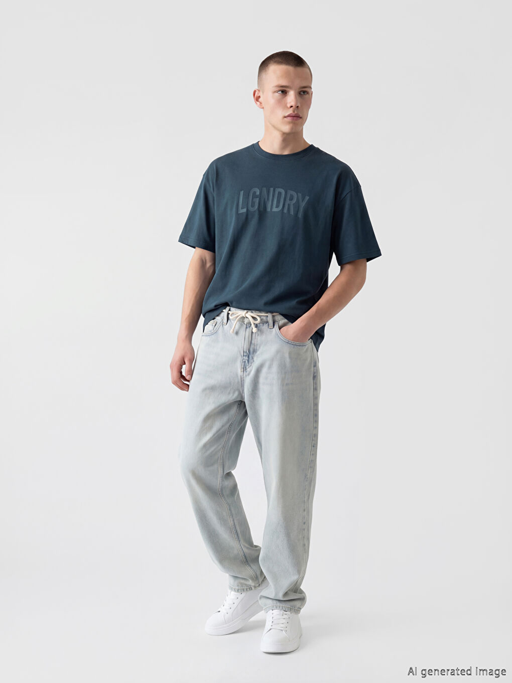 Rundhalsausschnitt Bedrucktes Herren T-Shirt-1