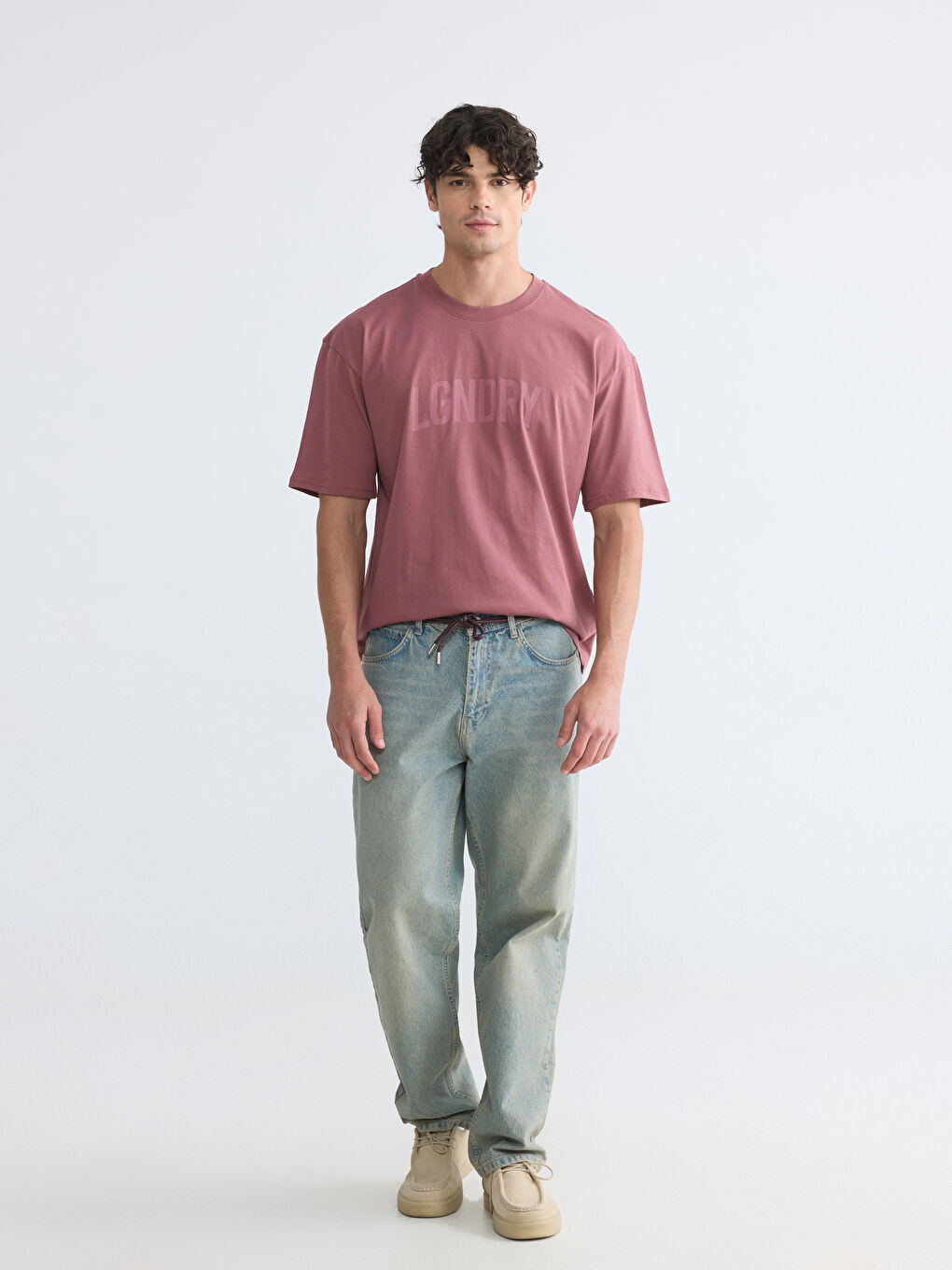 Bisiklet Yaka Baskılı Erkek Tişört-1