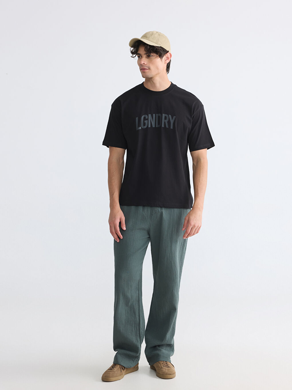 Rundhalsausschnitt Bedrucktes Herren T-Shirt-1