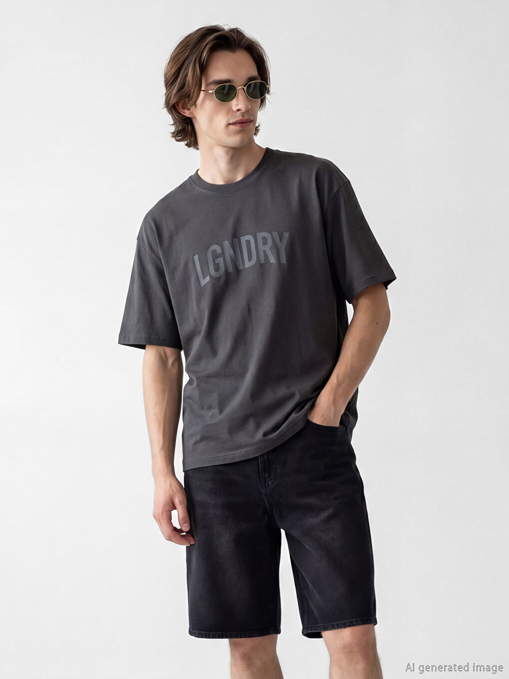 Rundhalsausschnitt Bedrucktes Herren T-Shirt