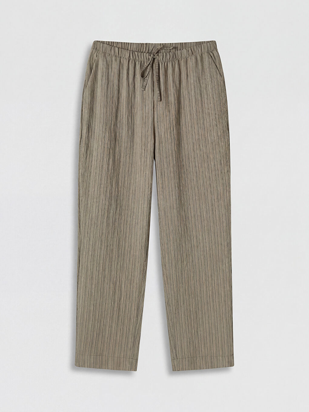 Mavi Beli Lastikli Dokulu Kadın Pantolon