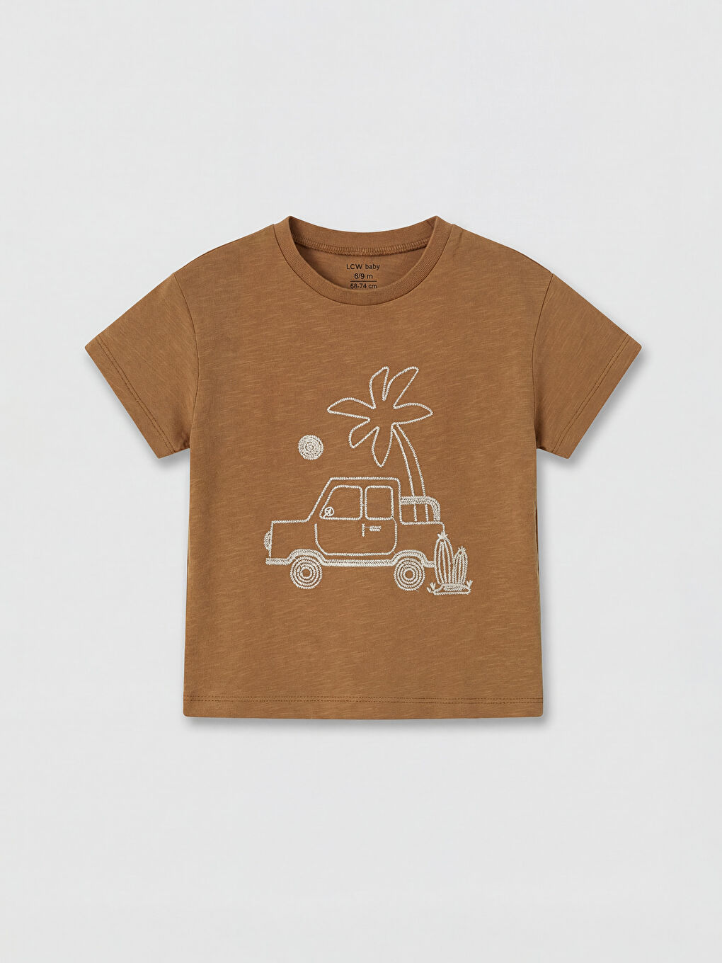 Kahverengi Baskılı Erkek Bebek Tişört ve Şort Takım-1