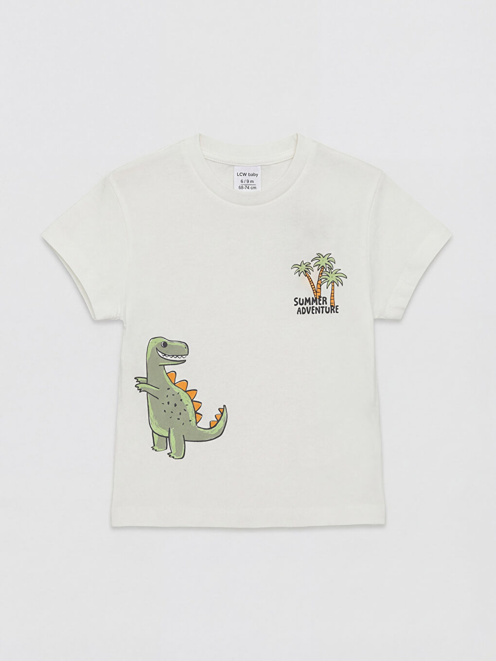 Ekru Dinozor Baskılı Erkek Bebek Tişört
