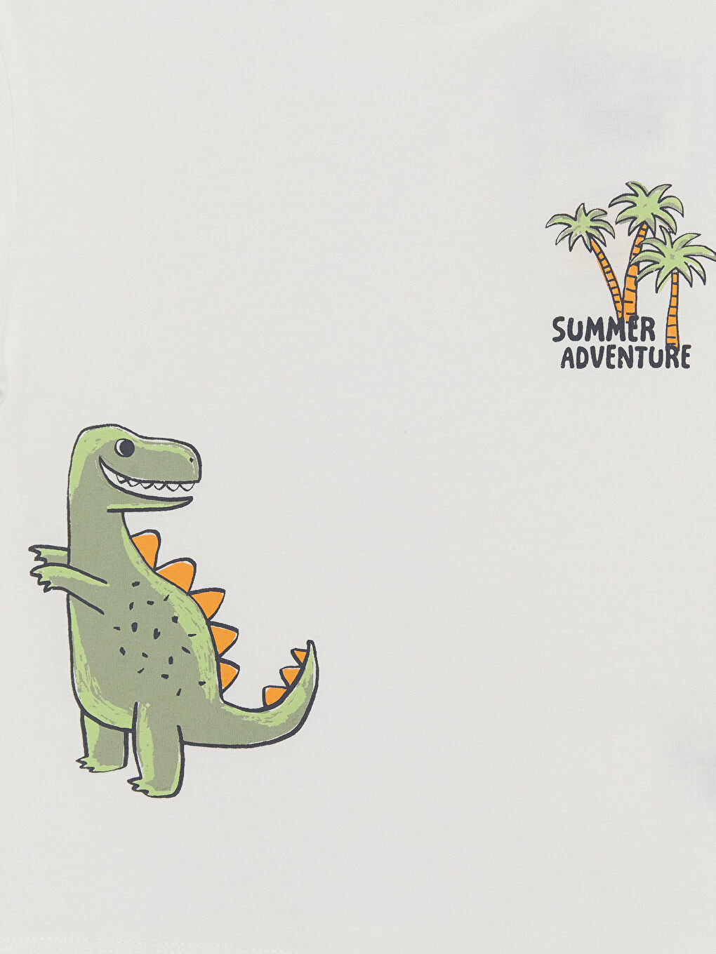 Ekru Dinozor Baskılı Erkek Bebek Tişört-2