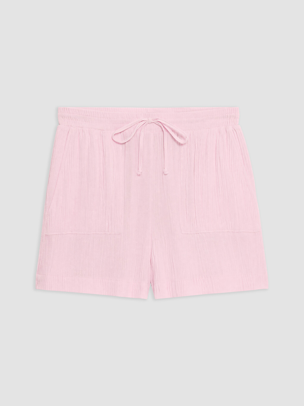 Pembe Beli Lastikli Kadın Müslin Şort