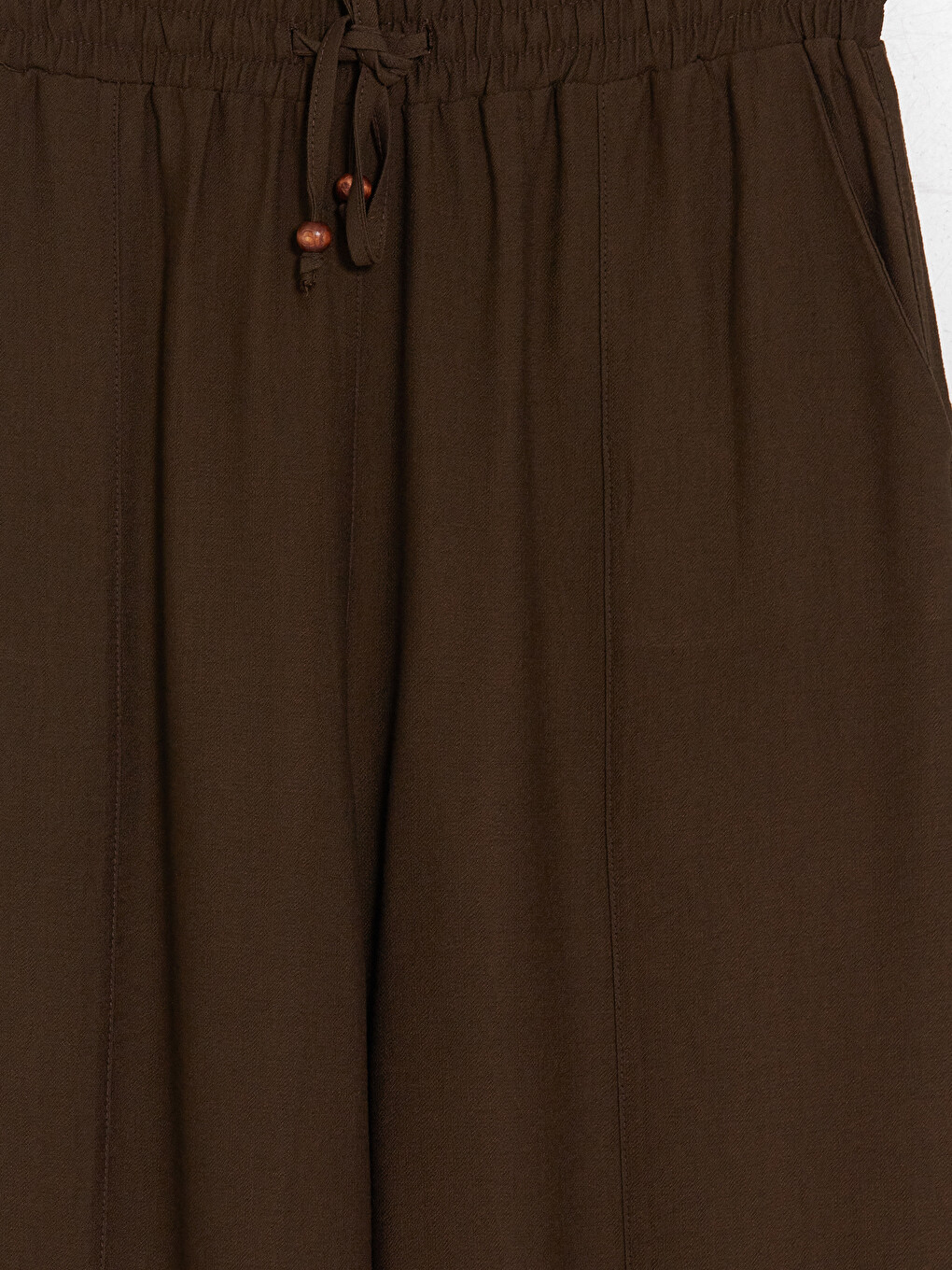 Kahverengi Beli Lastikli Kadın Pantolon-6