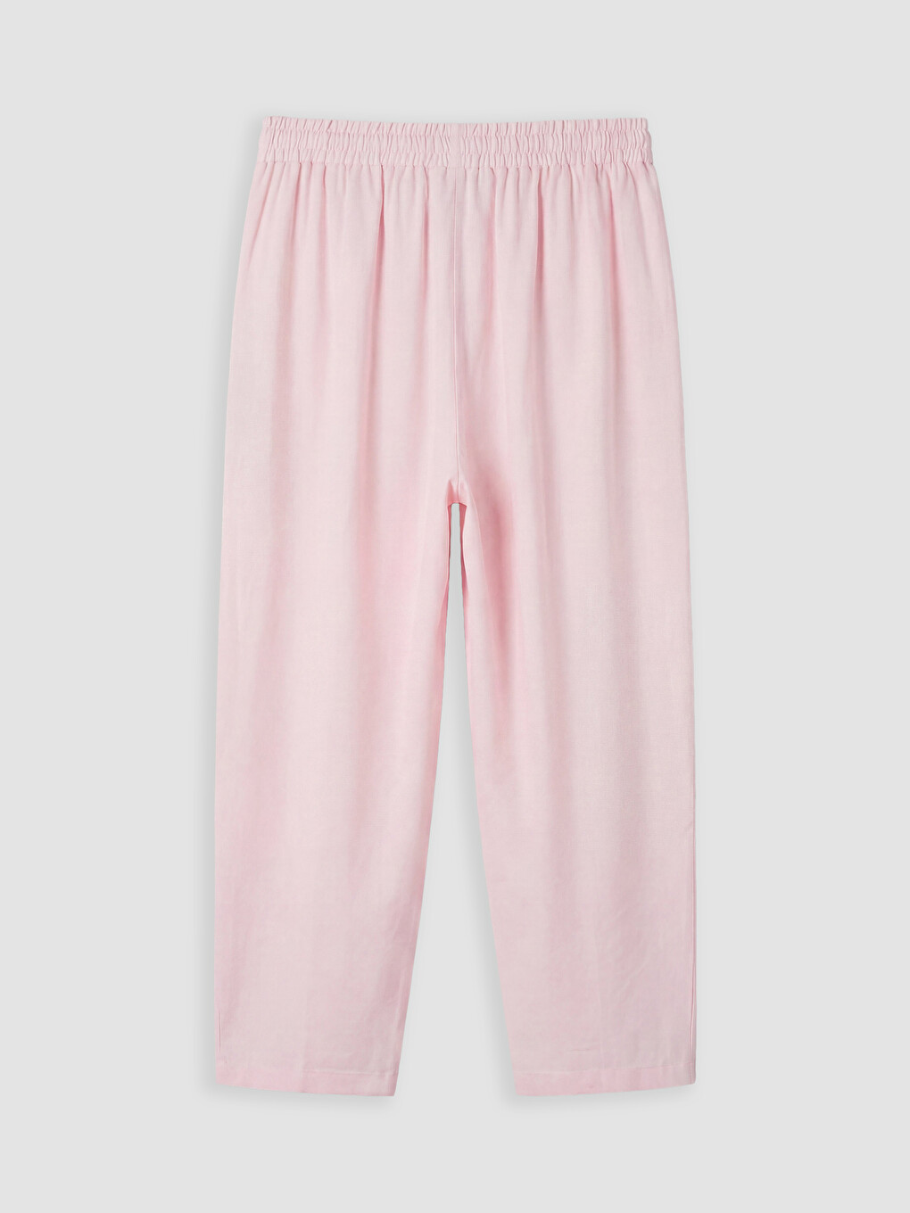 Pembe Beli Lastikli Loose Fit Kadın Pantolon-1