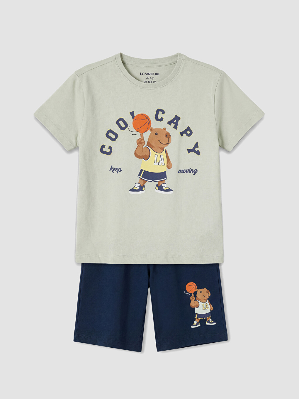 Gri Erkek Çocuk Şortlu Pijama Takımı