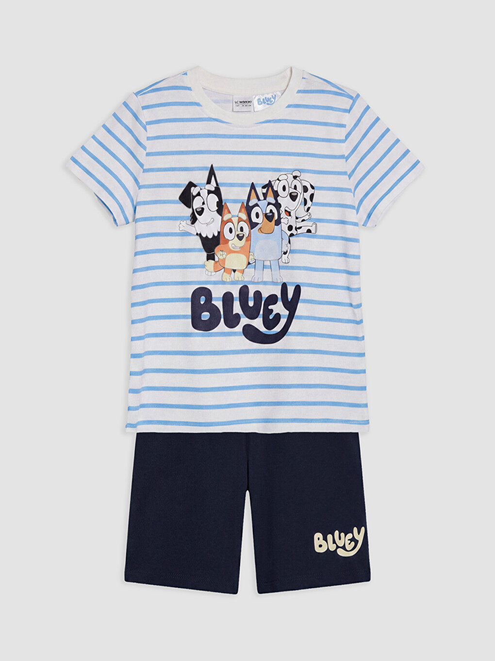 Ekru Bluey Baskılı Erkek Çocuk Şortlu Pijama Takımı