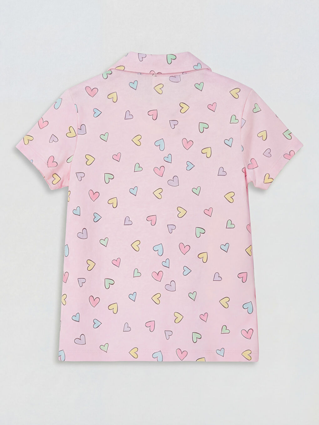 Pembe Gömlek Yaka Kız Çocuk Şortlu Pijama Takımı-2