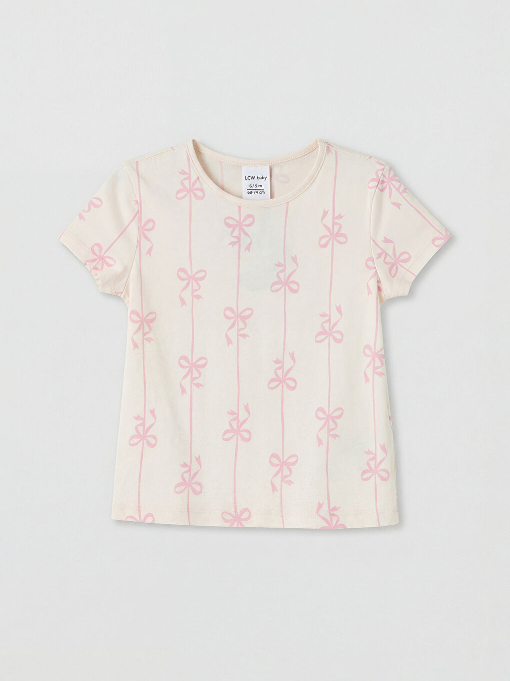 Pembe Fiyonk Desenli Kız Çocuk Şortlu Pijama Takımı-1