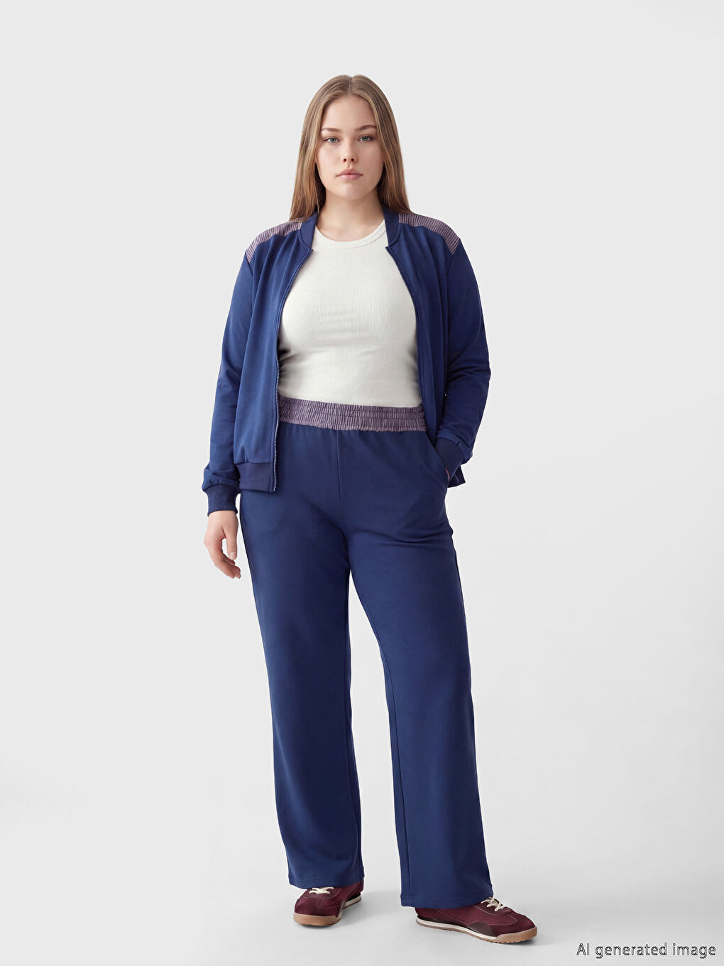 Lacivert Beli Lastikli Kadın Eşofman Altı-1