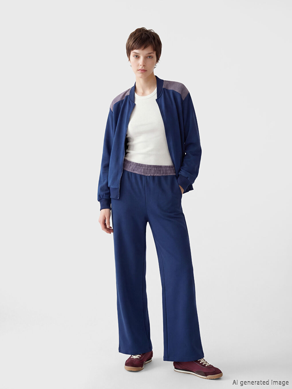 Lacivert Beli Lastikli Kadın Eşofman Altı