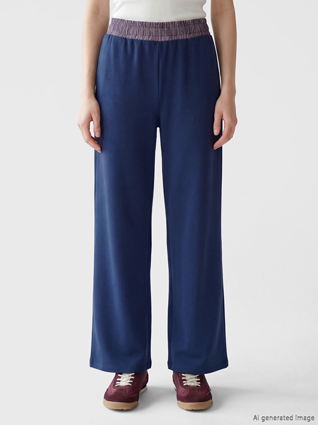 Lacivert Beli Lastikli Kadın Eşofman Altı-2